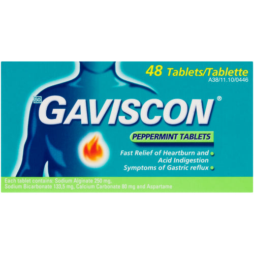Gaviscon Peppermint Tablets – 48 Pack