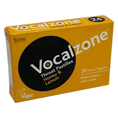 Vocalzone Throat Pastilles Honey & Lemon – 24 Pack